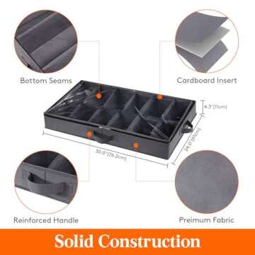 Lifewit Under Bed Shoe Storage Organizer Set of 2, 4.3 Inches Tall Low Profile Fabric Shoes Containe...