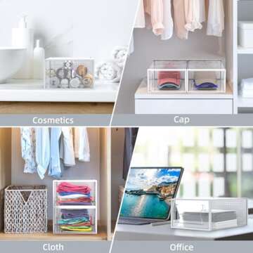 Elechomes Shoe Boxes Clear Plastic Stackable, 18 Pack Premium Shoe Organizer Storage for Closet Spac...