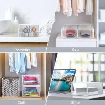 Elechomes Shoe Boxes Clear Plastic Stackable, 18 Pack Premium Shoe Organizer Storage for Closet Spac...