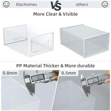 Elechomes Shoe Boxes Clear Plastic Stackable, 18 Pack Premium Shoe Organizer Storage for Closet Space Saving Foldable Shoe Rack Containers, Sneaker Display Case Holder Shoe Bin for Entryway Drawers