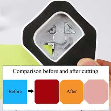 LOONENG 3 Way Chamfer Corner Punch, 3 in 1 Craft Paper Corner Cutter for Paper Crafts, Laminate, Cardstock, Business Card, DIY Projects, Photo, Card Making and Scrapbooking