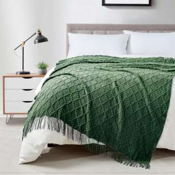 Comfortable BOURINA Green Throw Blanket - Soft & Cozy