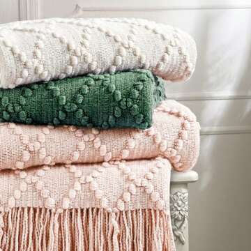 Comfortable BOURINA Green Throw Blanket - Soft & Cozy