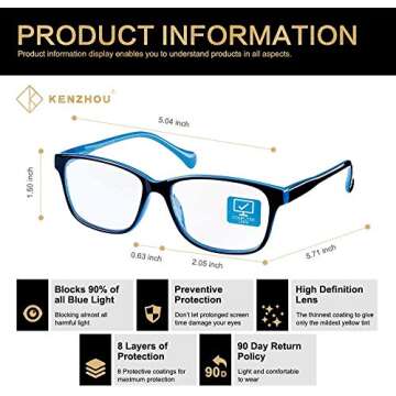 K KENZHOU Stylish Blue Light Blocking Glasses for All