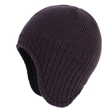 Connectyle Men's Beanie Skull Cap - Warm Winter Hats with Ear Flaps in Dark Grey