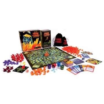 Deluxe Fire Tower Board Game + Super Deluxe Rising Flames Expansion Bundle - Easy Setup, Fast-Paced ...