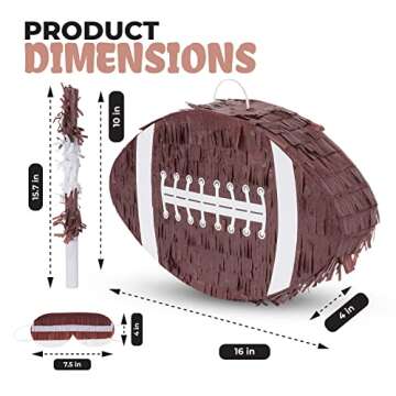 Birchio Football Pinata Bundle with a Blindfold and a Bat (16 x 10 x 4 Inches), Football Pinata for Boys, Perfect for Birthday Party, Sport Theme Party, Decoration