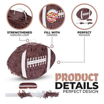 Birchio Football Pinata Bundle with a Blindfold and a Bat (16 x 10 x 4 Inches), Football Pinata for Boys, Perfect for Birthday Party, Sport Theme Party, Decoration