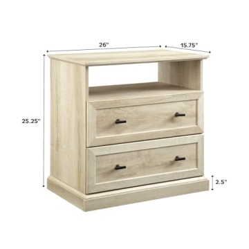 Walker Edison Clyde Classic 2-Drawer Nightstand in White Oak
