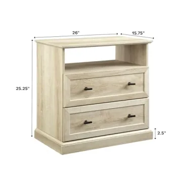 Walker Edison Clyde Classic 2-Drawer Nightstand in White Oak