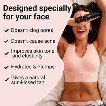 Face Tanner – Self Tan Serum w/Hyaluronic Acid and Organic Oils, Self Tanners Best Sellers, Facial Sunless Tanner for Natural Sunkissed Glow, Fake Tan Moisturizer, 2.0 fl (Light to Medium)