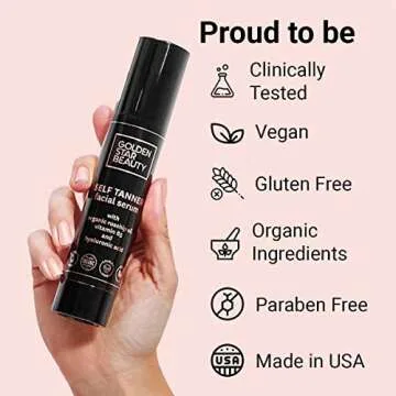 Face Tanner – Self Tan Serum w/Hyaluronic Acid and Organic Oils, Self Tanners Best Sellers, Facial Sunless Tanner for Natural Sunkissed Glow, Fake Tan Moisturizer, 2.0 fl (Light to Medium)