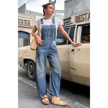 Stylish PLNOTME Women's Denim Bib Overalls for Everyday Wear