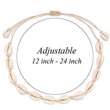 Starain 2Pcs Shell Necklace Anklet for Women Handmade Adjustable Puka Beach Shell Necklace Set