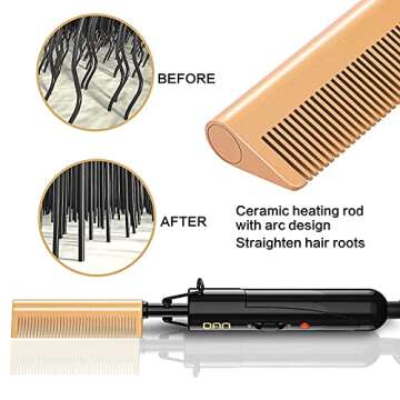 DAN Technology Small Ceramic Hot Comb for Lace Front Wigs - Dual Voltage, Fast Heating Straightener for Black Hair and Wigs