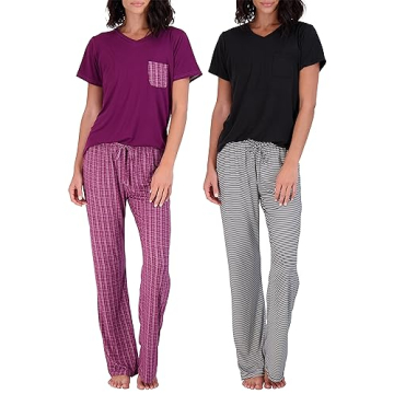 2 Pack: Short Sleeve Pajamas For Women Sets Womens Pajama Sets Two Piece Pj Summer Pijamas De Mujer ...