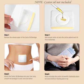 30Pcs Self-Adhesive Castor Oil Pack Wrap for Belly Button,Disposable Highly Absorbent Organic Cotton...