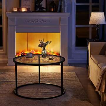 SAYGOER Round Coffee Table | Modern Glass Table for Small Spaces