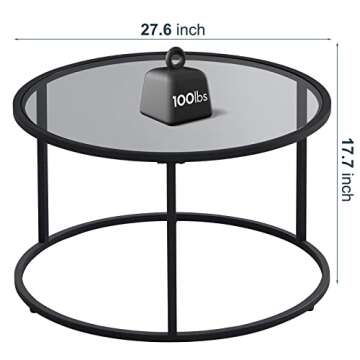 SAYGOER Round Coffee Table for Small Spaces Modern Style