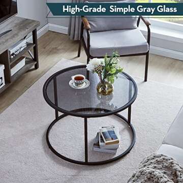 SAYGOER Round Coffee Table for Small Spaces Modern Style