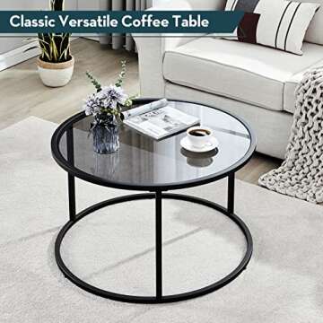 SAYGOER Round Coffee Table for Small Spaces Modern Style