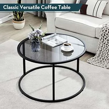 SAYGOER Round Coffee Table for Small Spaces Modern Style