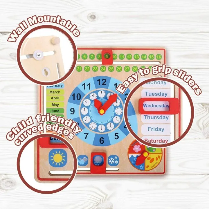 Montessori Toys for Toddlers - Learning Calendar & Clock