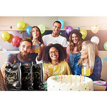 Thank You Bags, Retail Shopping Bags with Handle, Merchandise Bags, Gift Bags Bulk, Goodie Bags, Boutique Bags, Supplies Bags Size 12x15, Extra Thick 2.36 mil, 100 Pack, Mr.Lordbag (Black-Gold)