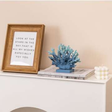 Elegondrar 5.8" H Blue Coral Decor, Coral Reef Decor, Resin Coral Statue, Nautical Decorations for Home, Beach/Coastal/Ocean Themed Cabinet Shelf Tabletop Decor