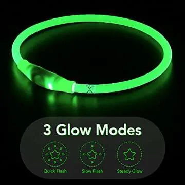 Colaseeme LED Dog Collar Light Up Dog Collars 1 Count USB Rechargeable TPU Glow Safety Basic Dog Col...