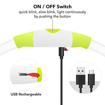 Colaseeme LED Dog Collar Light Up Dog Collars 1 Count USB Rechargeable TPU Glow Safety Basic Dog Collars, Please Do Not Use Fast Charging (Green)
