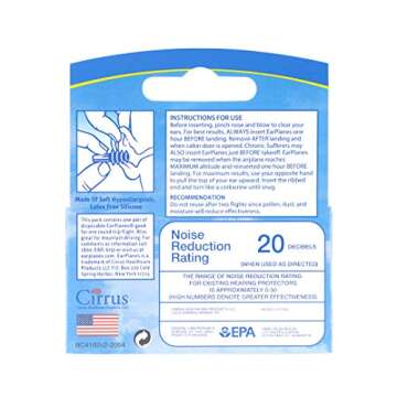 Original Adult EarPlanes by Cirrus Healthcare Earplugs Airplane Travel Ear Protection (1 Pair)