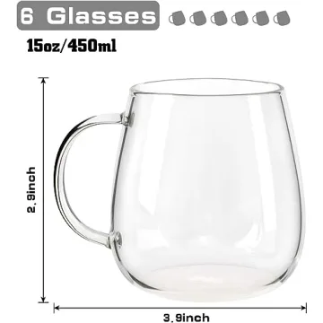 Elegant Set of 6 Farielyn-X Borosilicate Glass Mugs