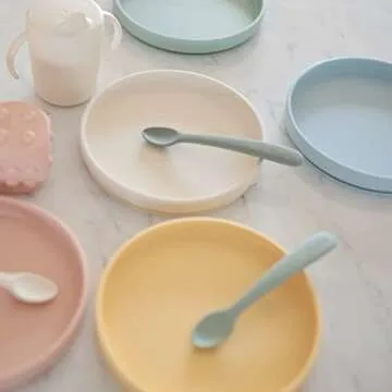 mushie Classic Silicone Suction Plate | BPA-Free Non-Slip Design (Blush)