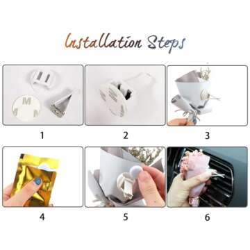 Cute Flower Bouquet Car Air Freshener Vent Clips and Adhesives For All Surfaces. Mini Bouquet Dried Flower For Car and Household Decoration Car Vent Clip Air Freshener Auto Interior Accessories