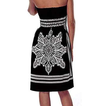 QegarTop Women Strapless Bohemian Beach Dress
