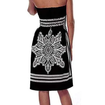 QegarTop Women Strapless Bohemian Beach Dress