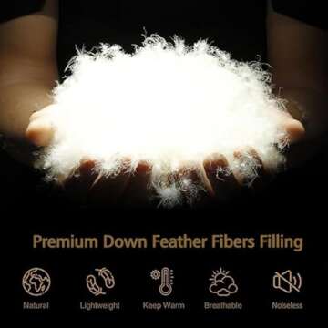 DWR Luxurious Down Feather Fibers Comforter Queen, Ultra-Soft Organic Cotton, Fluffy All Season Warmth, High Fill-Power Fluffy Thick Duvet Insert(90x90, White)