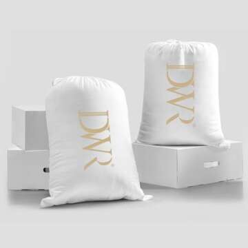 DWR Luxurious Down Feather Fibers Comforter Queen, Ultra-Soft Organic Cotton, Fluffy All Season Warmth, High Fill-Power Fluffy Thick Duvet Insert(90x90, White)