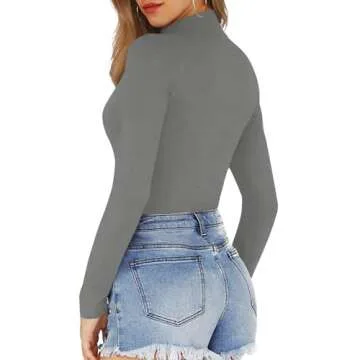 MANGOPOP Women's Elegant Long Sleeve Bodysuits for Style