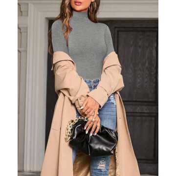 MANGOPOP Women's Elegant Long Sleeve Bodysuits for Style