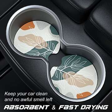 Aiawoxc Car Cup Holder Coasters, 2 Pack Universal Auto Anti Slip Insert Coaster with A Finger Notch,...