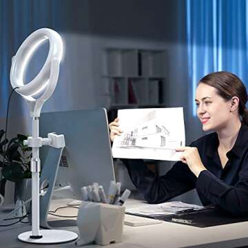 Video Conference Lighting Kit for Zoom Meeting, Desktop Ring Light with Stand for Laptop/Computer/Mo...