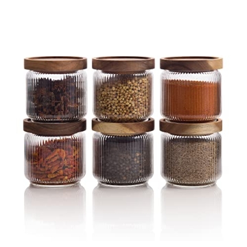 Mason & Fable 12 oz Glass Storage Jars with Wood Lids
