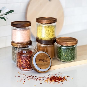 Mason & Fable 12 oz Glass Storage Jars with Wood Lids
