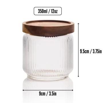Mason & Fable 12 oz Glass Storage Jars with Wood Lids