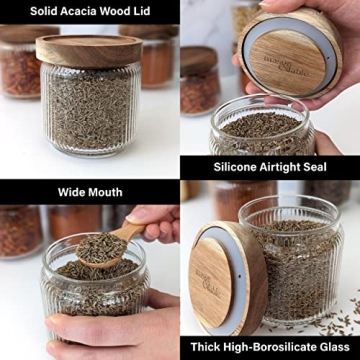 Mason & Fable 12 oz Glass Storage Jars with Wood Lids