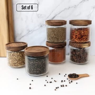 Mason & Fable 12 oz Glass Storage Jars with Wood Lids
