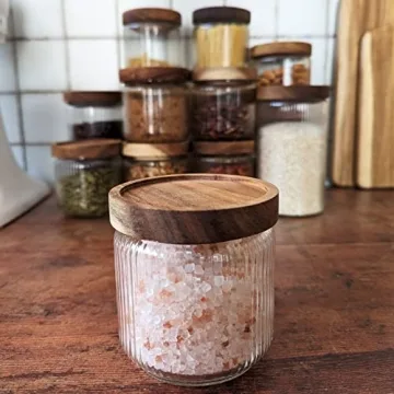 Mason & Fable 12 oz Glass Storage Jars with Wood Lids