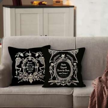 SiuSu（RB）Dark Memento Mori The Undead Gothic Macabre Art Reversible Throw Pillow Cover Case, Gif...